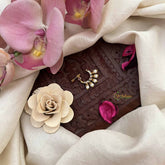 Vriksham Unique Peacock Motif Style Press Naths/Nose Pin-Red White & Green-Pearls-G20752